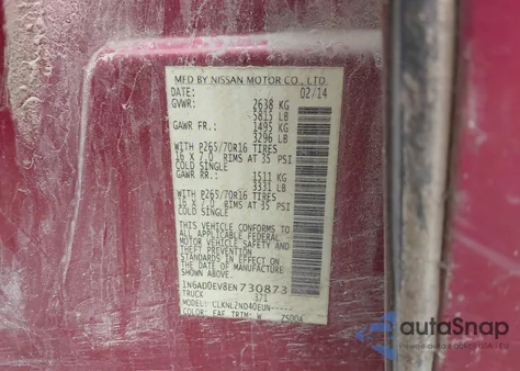 2014 Nissan Frontier Pro-4X/S/Sl/Sv z USA, uszkodzony, nr VIN 1N6AD0EV8EN730873